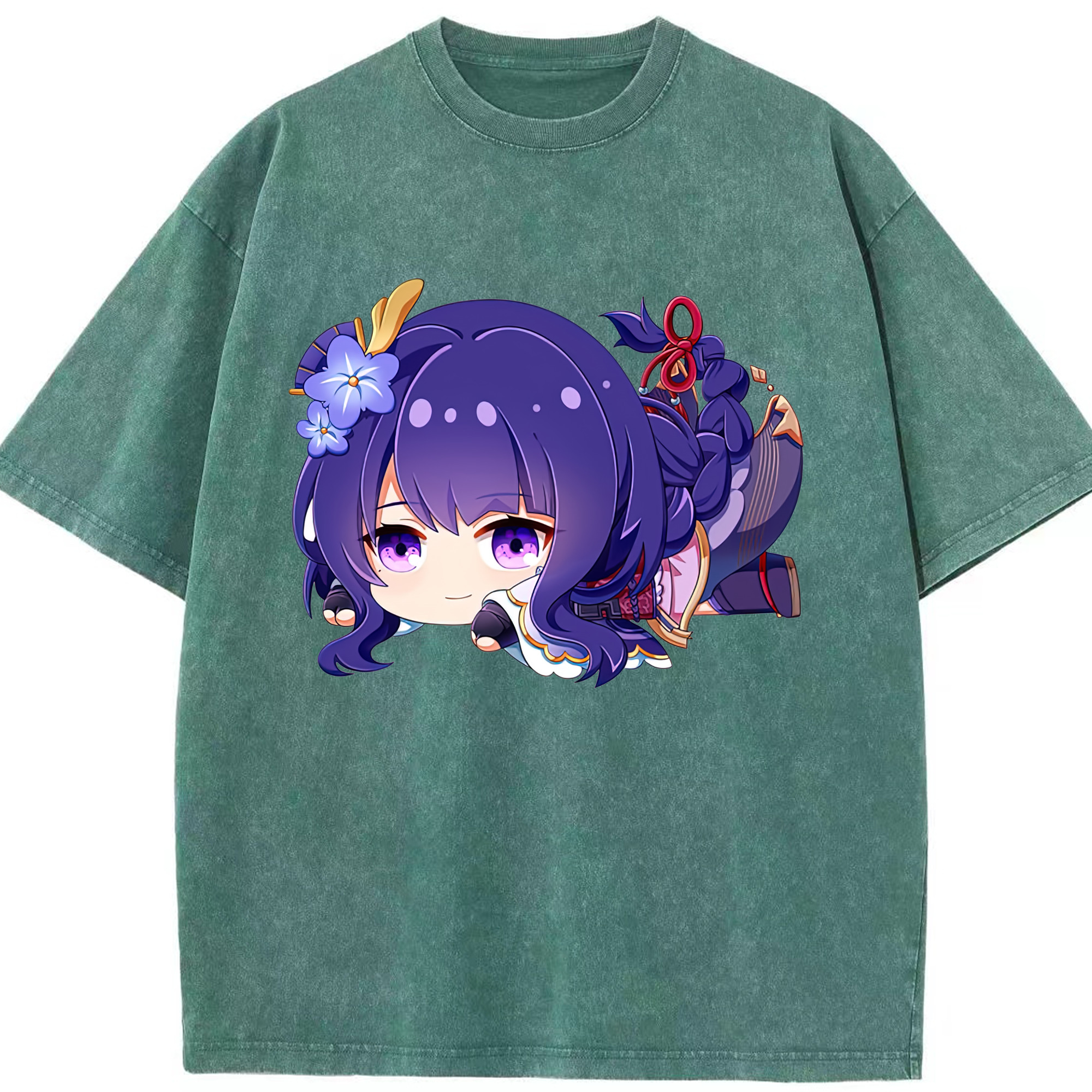 げんし神 雷電将軍 らいでんしょうぐん genshin Raiden Shogun 綿100% ヴィンテージ風 半袖Tシャツ（フロントプリント）
